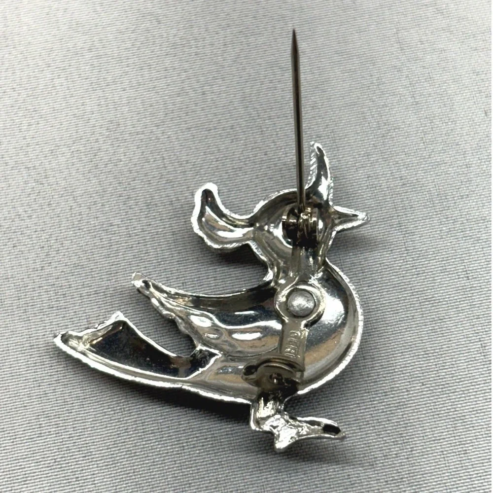 Vintage Coro Marcasite Bird Brooch Womens OS Silver tone Excellent Pin